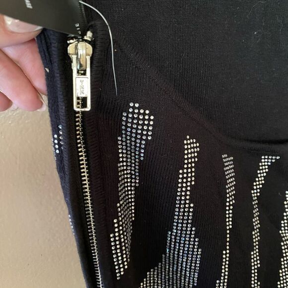 Retrofete Kaisley midi dress black crystal rhinestone knit party bodycon Revolve - Picture 16 of 17